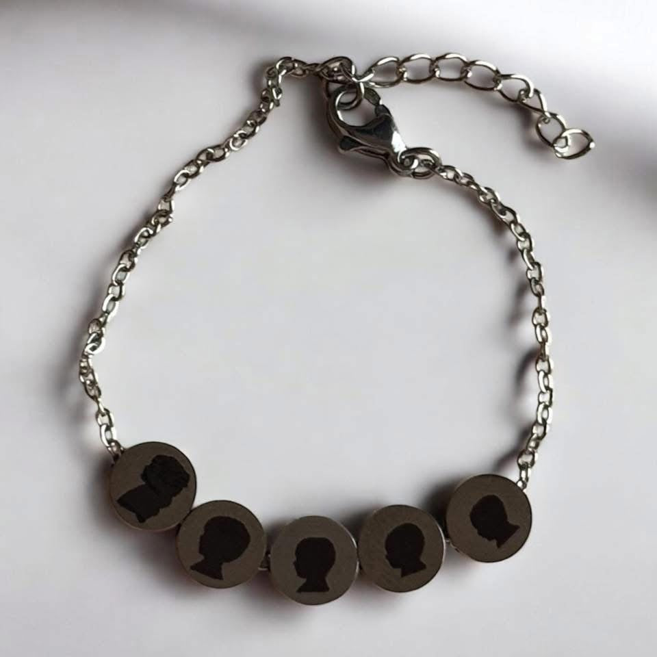 Beaded Charm Silhouette Bracelet- Custom Profile Charms