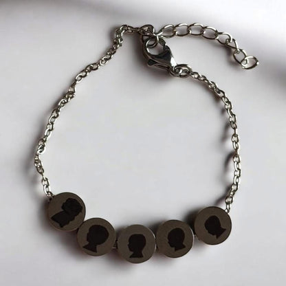 Beaded Charm Silhouette Bracelet- Custom Profile Charms